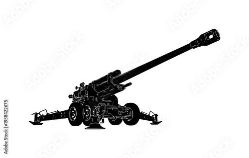 Artillery Gun Vector Illustration for Military Graphics
