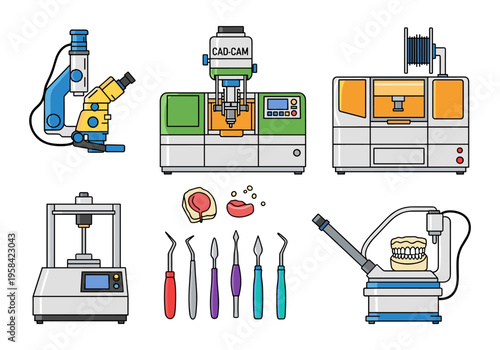 Dental laboratory equipment and tools for prosthetics and CAD-CAM manufacturing