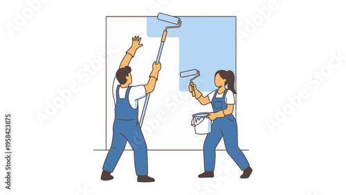 Painting the Canvas of Creation: Two individuals collaborate in painting a wall. A symphony of colors takes shape, symbolizing fresh starts and creative endeavors.