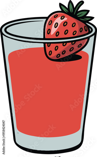 Strawberry Drink in Glass with Fruit white background