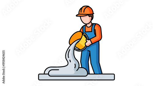 Craftsman at Work: A construction worker meticulously pouring molten metal in a controlled, precise action, symbolizing industry and craftsmanship.