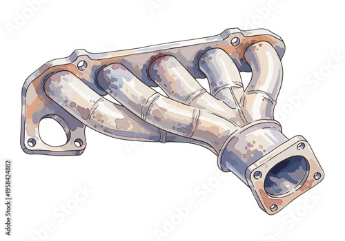 Automotive exhaust manifold with multiple pipes and flange connection