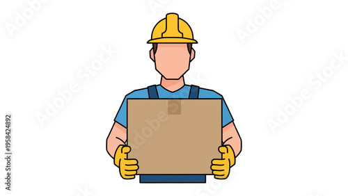 Construction Worker with Package: A construction worker, with protective gear, diligently carries a package. The image focuses on the worker's profession and his task.