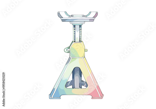 Adjustable car jack stand with pastel gradient colors on white background