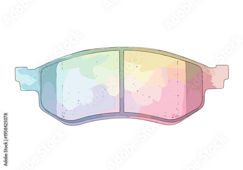 Colorful abstract car brake pad illustration with pastel watercolor effect
