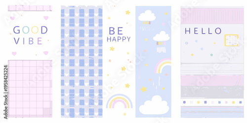 Colorful washi tape collection with positive messages and playful designs