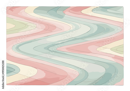Abstract wavy lines in pastel colors with a hand-drawn feel