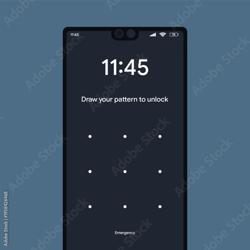 Draw your pattern to unlock. Telephone privacy security concept. Private password locked screen.