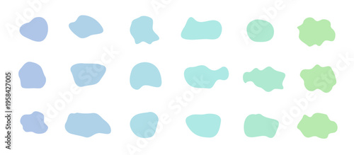 Organic blob shape colorful set. Liquid irregular forms vector isolated objects collection.