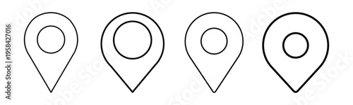 Location Pin Icon Set – Map Marker, GPS Navigation, Place Pointer Vector
