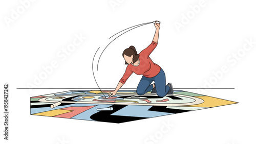 Puzzle Master: A woman meticulously assembling a vibrant jigsaw puzzle, her focused expression reflecting the challenge and satisfaction of problem-solving.