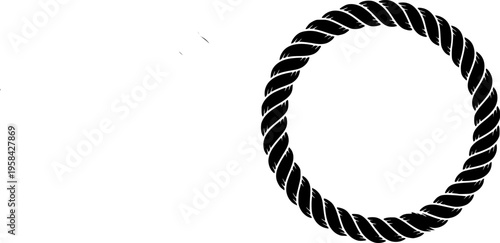 Nautical and marine border icon set featuring simple black and white silhouettes of circular rope frames – Isolated Vector Illustration