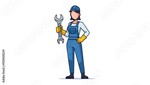 Female Technician with a Wrench: An empowered technician stands proudly with a wrench, ready for any mechanical challenge in a dynamic setting.