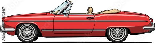 Classic red convertible car side view illustration