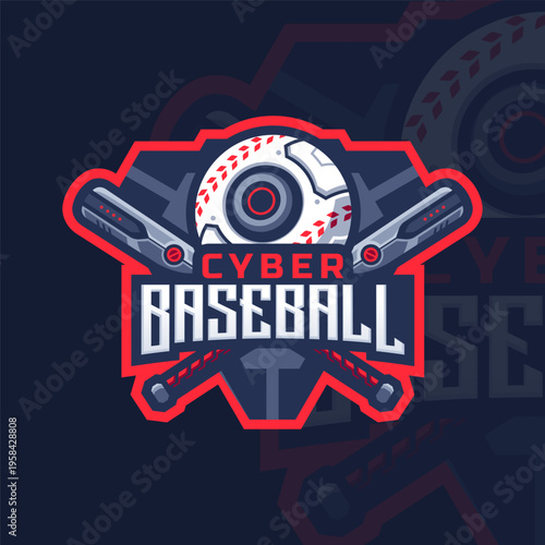 Futuristic Baseball logo design Premium Vector
