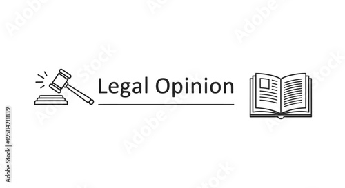 Legal Opinion banner with judge gavel and open law book icons.