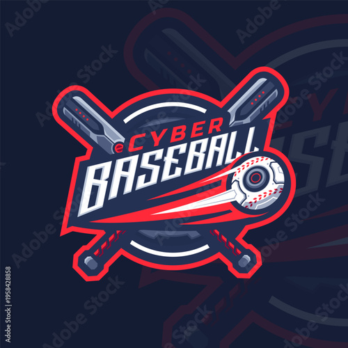 Futuristic Baseball logo design Premium Vector