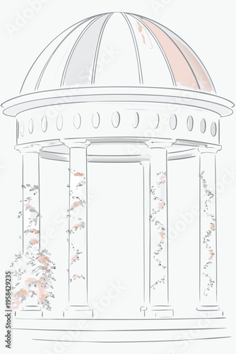 Elegant gazebo with floral accents and classical architectural details