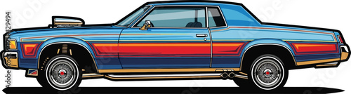 Custom blue lowrider classic coupe