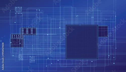 Blueprint design of a microchip or circuit board