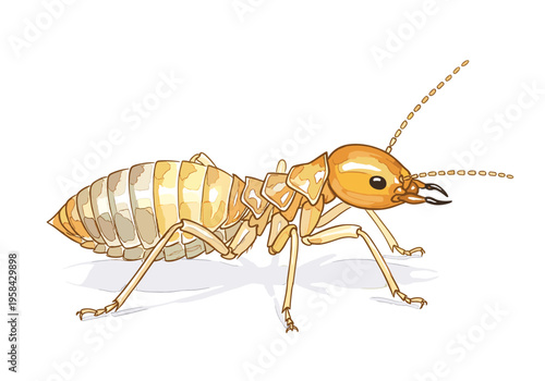 Illustration of a single termite insect with segmented body and antennae