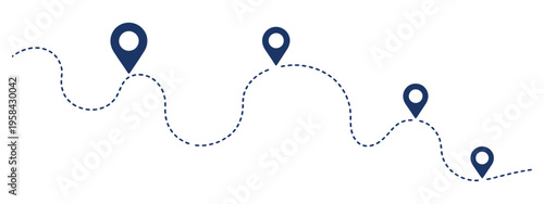Blue route map icon vector logo design, navigation direction path with location pin symbol, GPS tracking and mapping concept for travel, delivery services and mobile applications, modern flat vector 