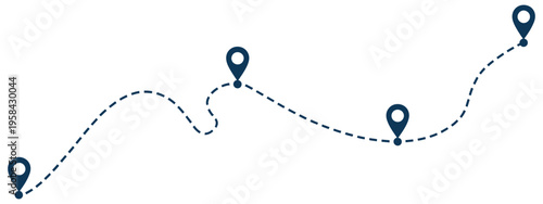 Foto Blue route map icon vector logo design, navigation path location symbol with dir