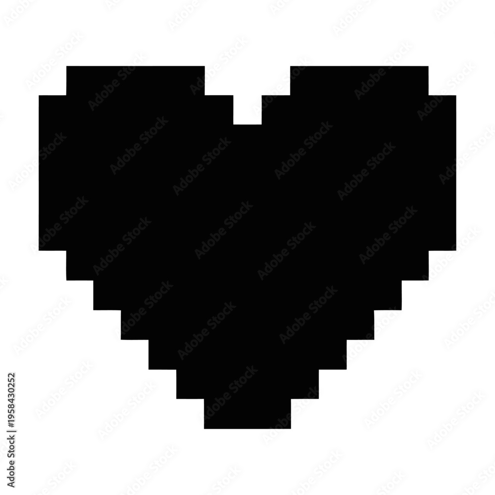 Fototapeta premium Pixelated black heart vector design displayed