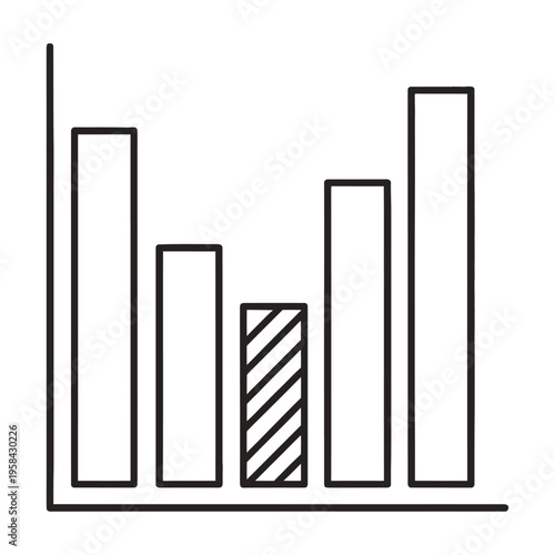 Vector graph with vertical bars representing data analysis