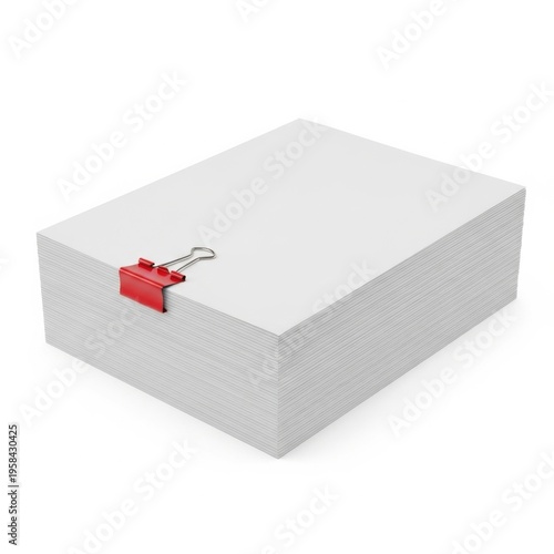 A grey box secured with a red and silver paper clip on its top right corner