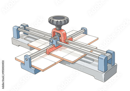 Manual tile cutter with adjustable guide for precise cuts on ceramic tiles