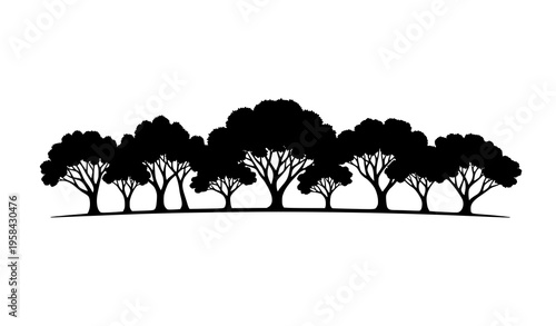 Minimal Beech Tree Silhouette Forest Strip Vector Nature Design
