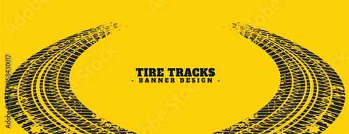 Tire track yellow background with grungy effect.eps