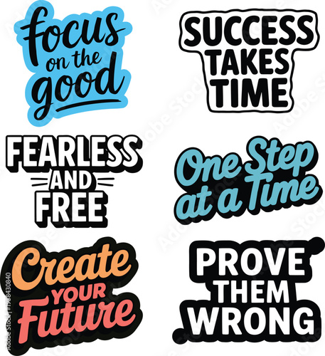 Motivational quotes and positive affirmations colorful typography design