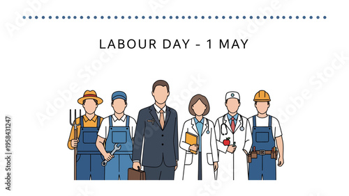 Labour Day: A united front of diverse workers, each a symbol of the tireless dedication and essential contributions that build a thriving society, come together for Labor Day. 