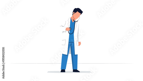 Medical Professional's Inspection: A medical professional, stethoscope in hand, stands ready to diagnose and care for patients. This illustration captures the dedication and expertise.