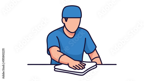 A Clean Task: A stylized illustration of a person meticulously wiping down a surface, embodying the essence of cleanliness and precision.