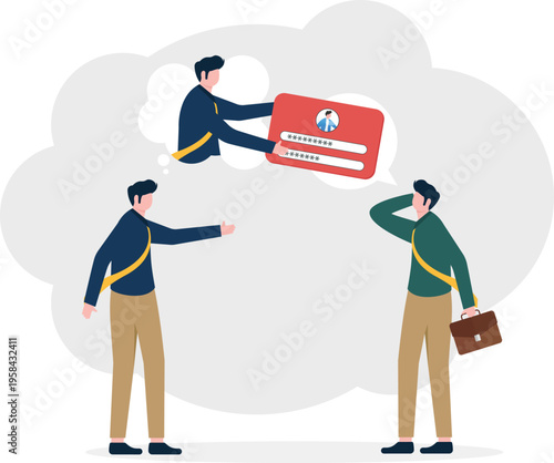 Businessman presenting a login credential card representing data security and access