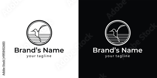 Minimalist Bird Logo Design with Horizontal Lines.