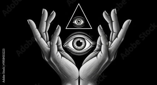 Illuminati symbolism all seeing eye within the pyramid of power and secret society