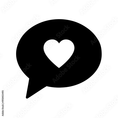 Love Chat Bubble Heart Silhouette Icon