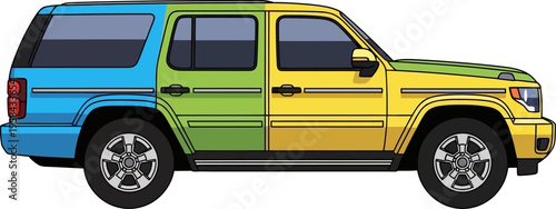 Multi colored block design suv with modern profile
