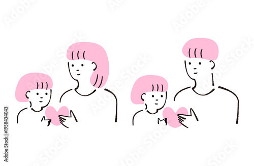 ハートを持っている親子