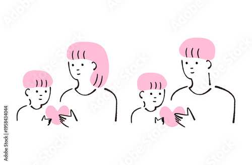 ハートを持っている親子