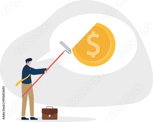 Professional man cleaning a gold coin with a squeegee representing financial transparency