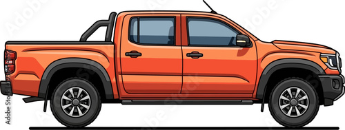 Orange double cab pickup truck for adventure and utility