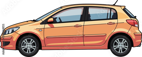 Orange hatchback car for urban navigation