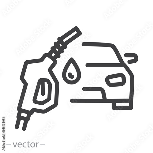 petrol or diesel car, fuel for car icon, outline editable illustration