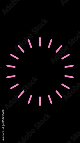 回転するピンクの円形ラインフレーム　ループアニメーション（縦長、透過背景）