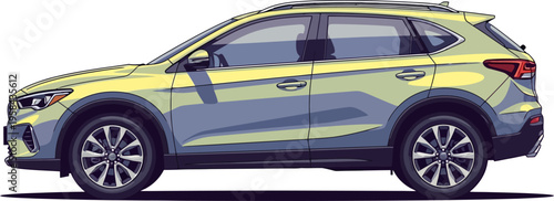 Silver compact suv profile illustration
